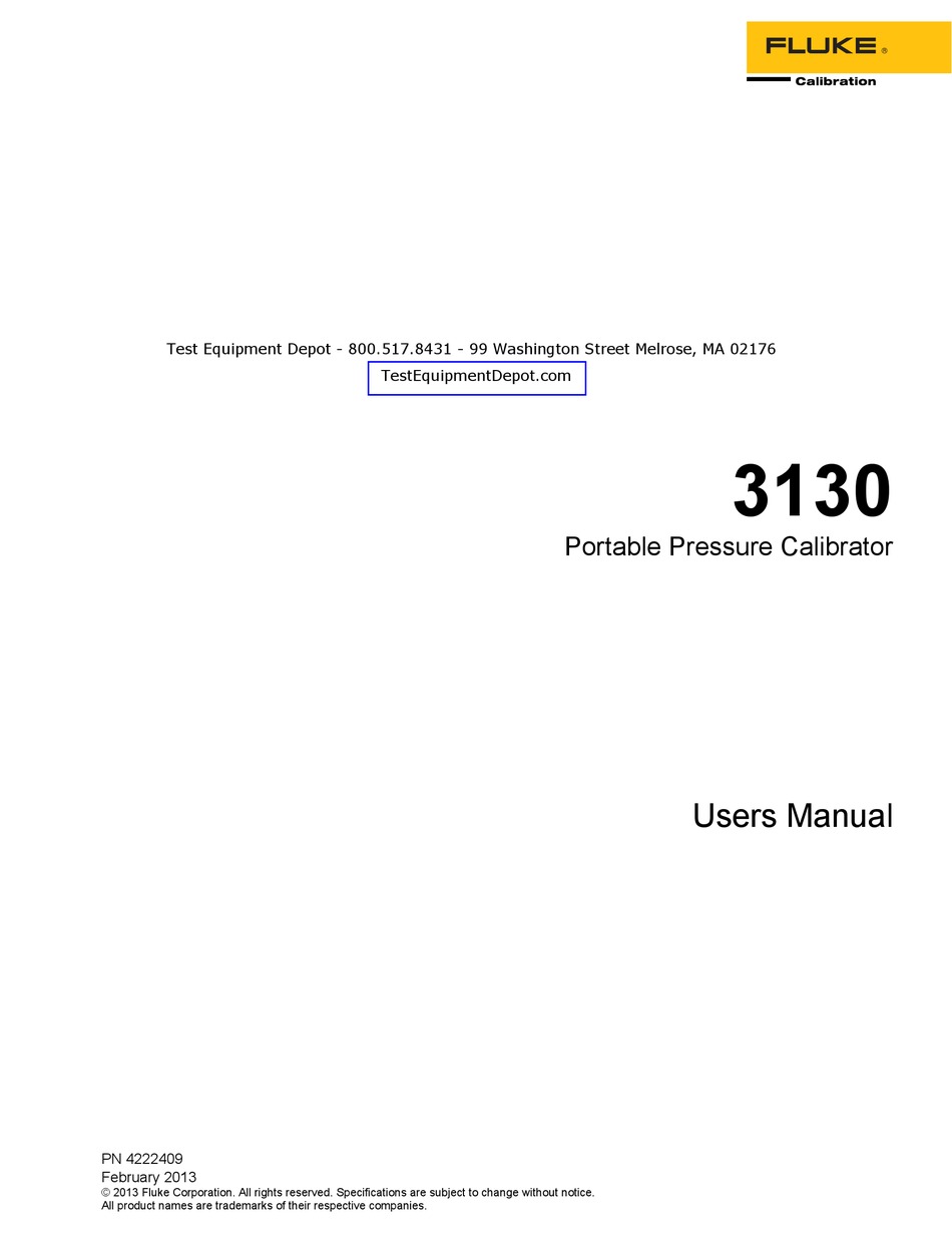 FLUKE 3130G2M USER MANUAL Pdf Download ManualsLib