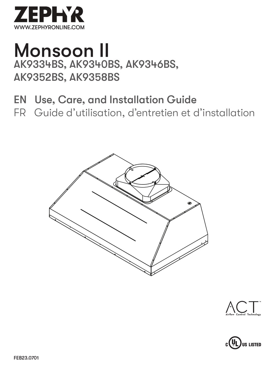 ZEPHYR AK9358BS USE, CARE AND INSTALLATION MANUAL Pdf Download ManualsLib