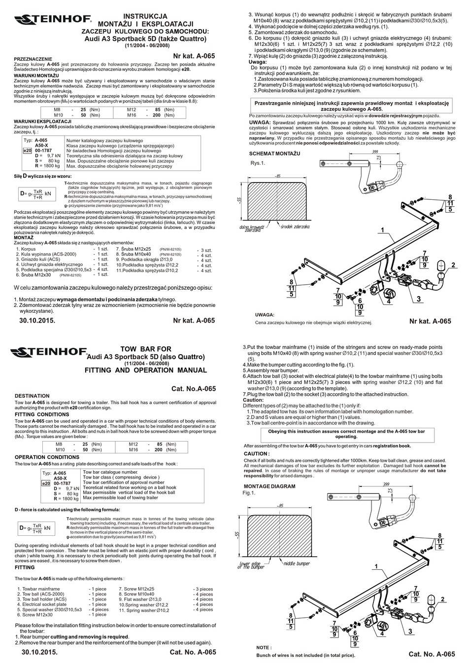 STEINHOF A 065 FITTING AND OPERATION MANUAL Pdf Download ManualsLib