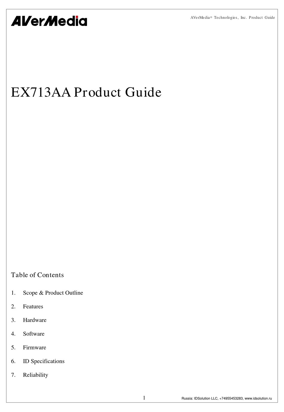 AVERMEDIA EX713AA PRODUCT MANUAL Pdf Download | ManualsLib