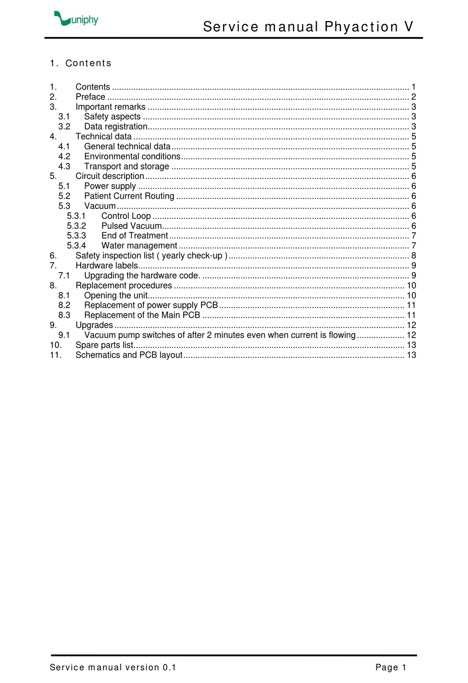 UNIPHY PHYACTION V SERVICE MANUAL Pdf Download ManualsLib