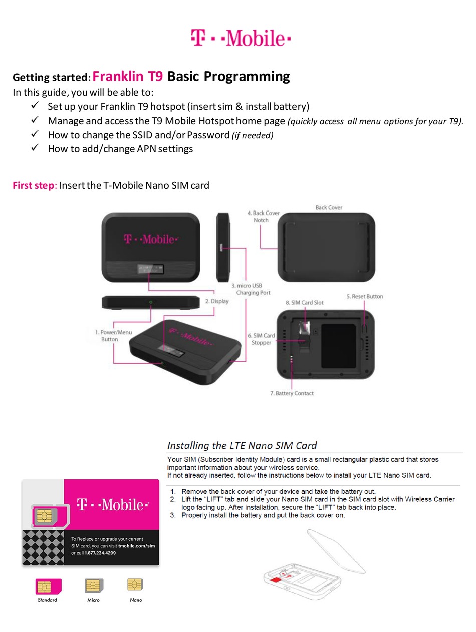 TMOBILE FRANKLIN T9 GETTING STARTED Pdf Download ManualsLib