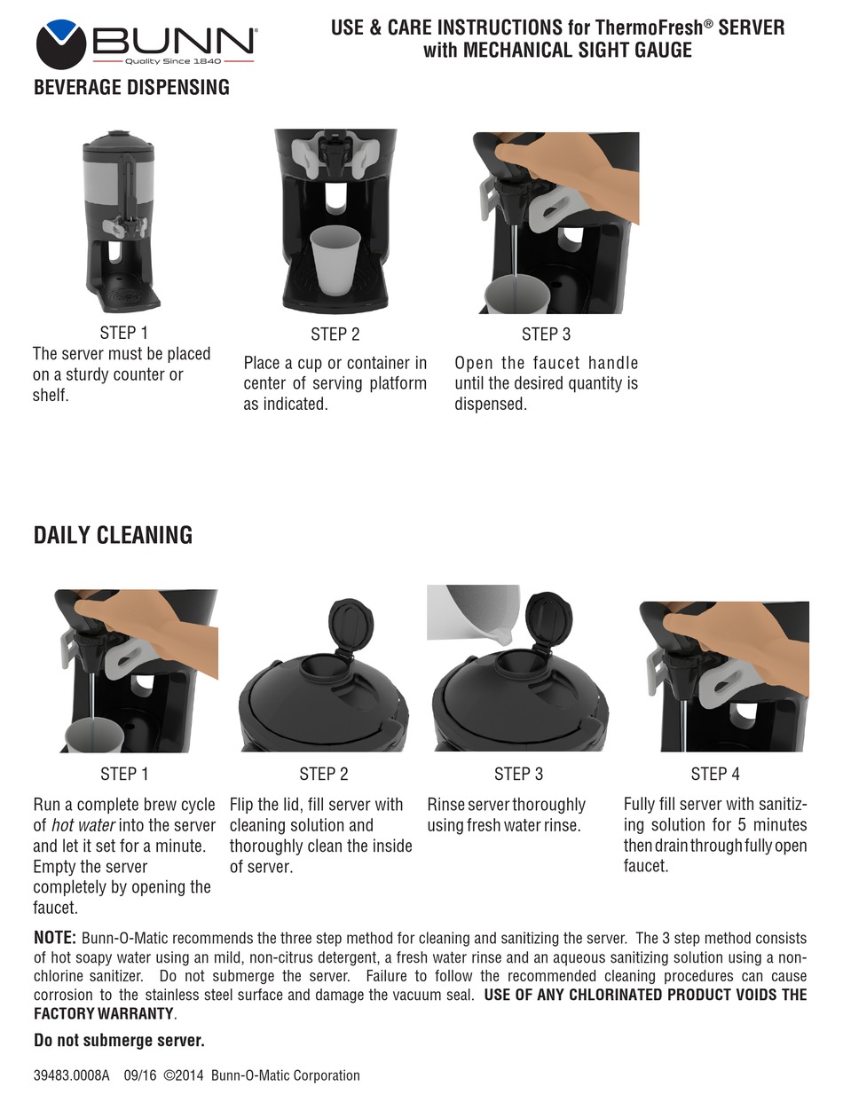 BUNN THERMOFRESH USE & CARE INSTRUCTIONS Pdf Download ManualsLib