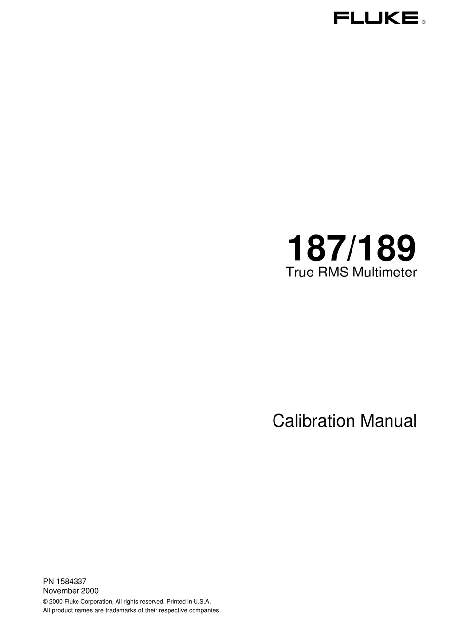 FLUKE 187 CALIBRATION MANUAL Pdf Download | ManualsLib