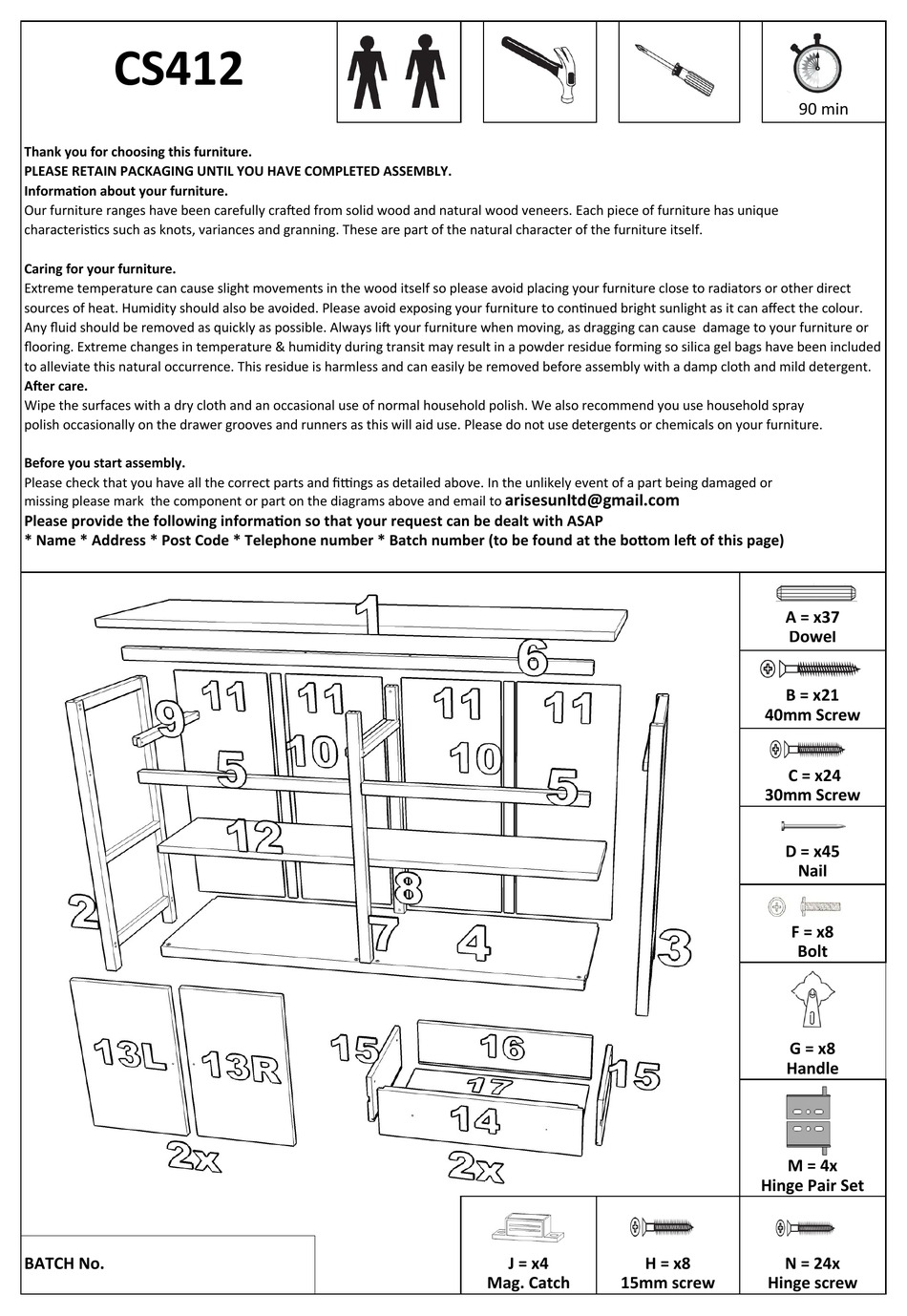 BIG FURNITURE WAREHOUSE CS412 MANUAL Pdf Download | ManualsLib