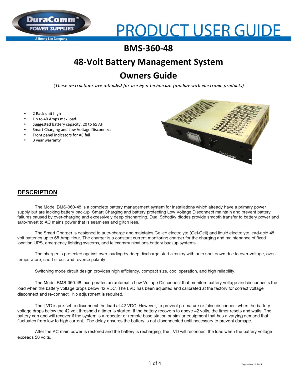 BMS36048 PRODUCT USER MANUAL Pdf Download ManualsLib