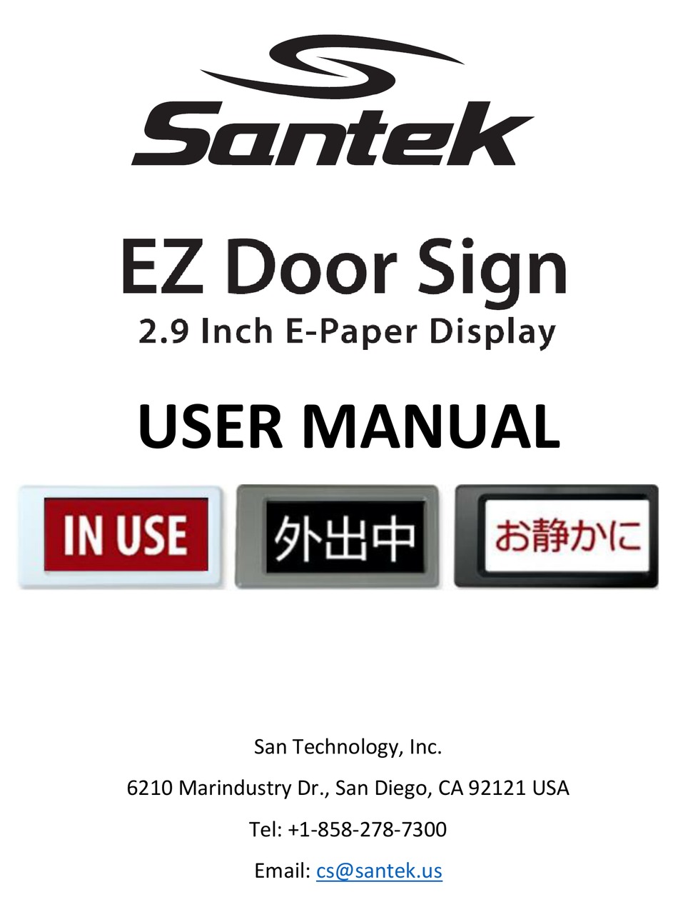 SANTEK EZ DOOR SIGN USER MANUAL Pdf Download | ManualsLib