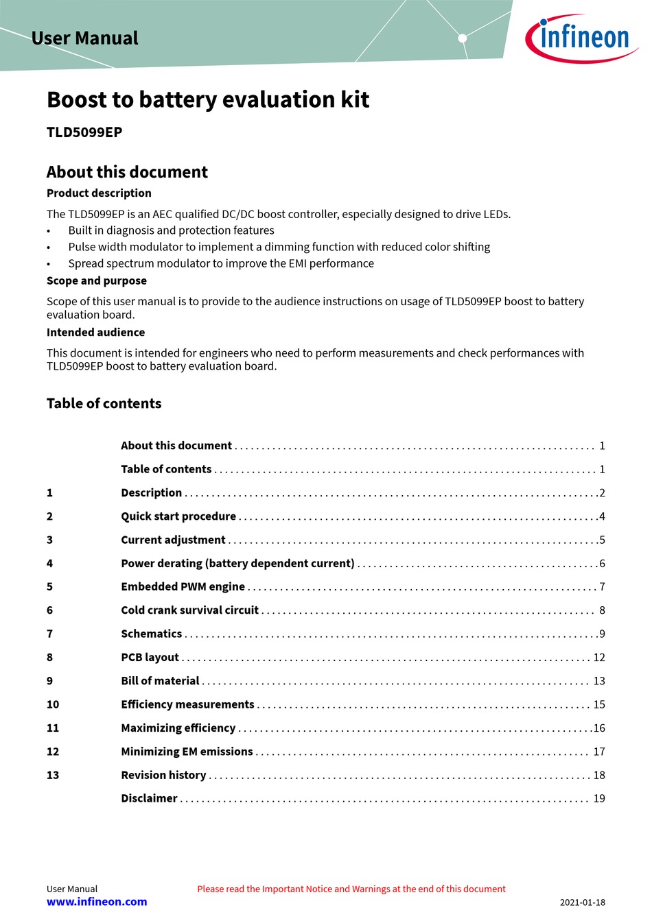 INFINEON TECHNOLOGIES TLD5099EP USER MANUAL Pdf Download | ManualsLib