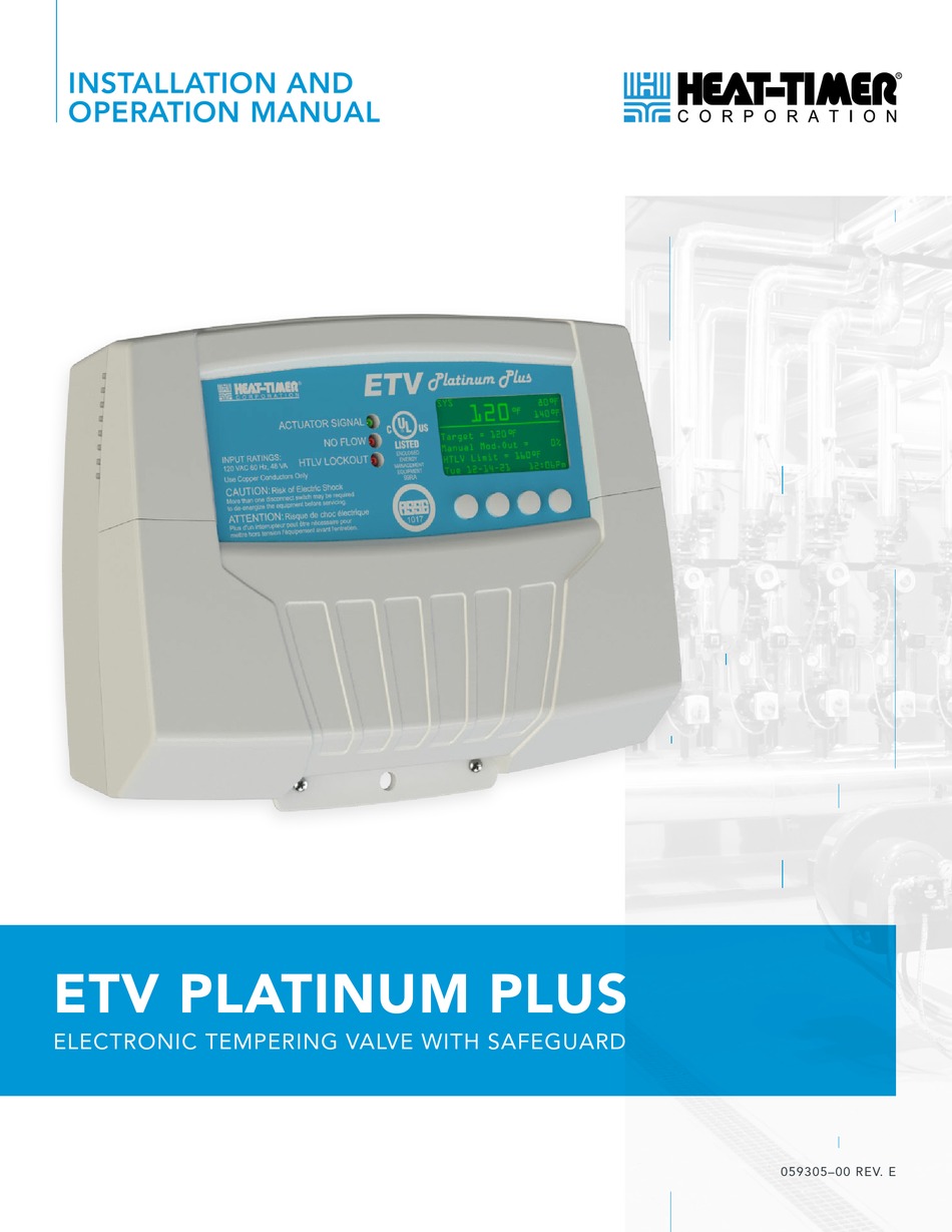 HEATTIMER ETV PLATINUM PLUS INSTALLATION AND OPERATION MANUAL Pdf