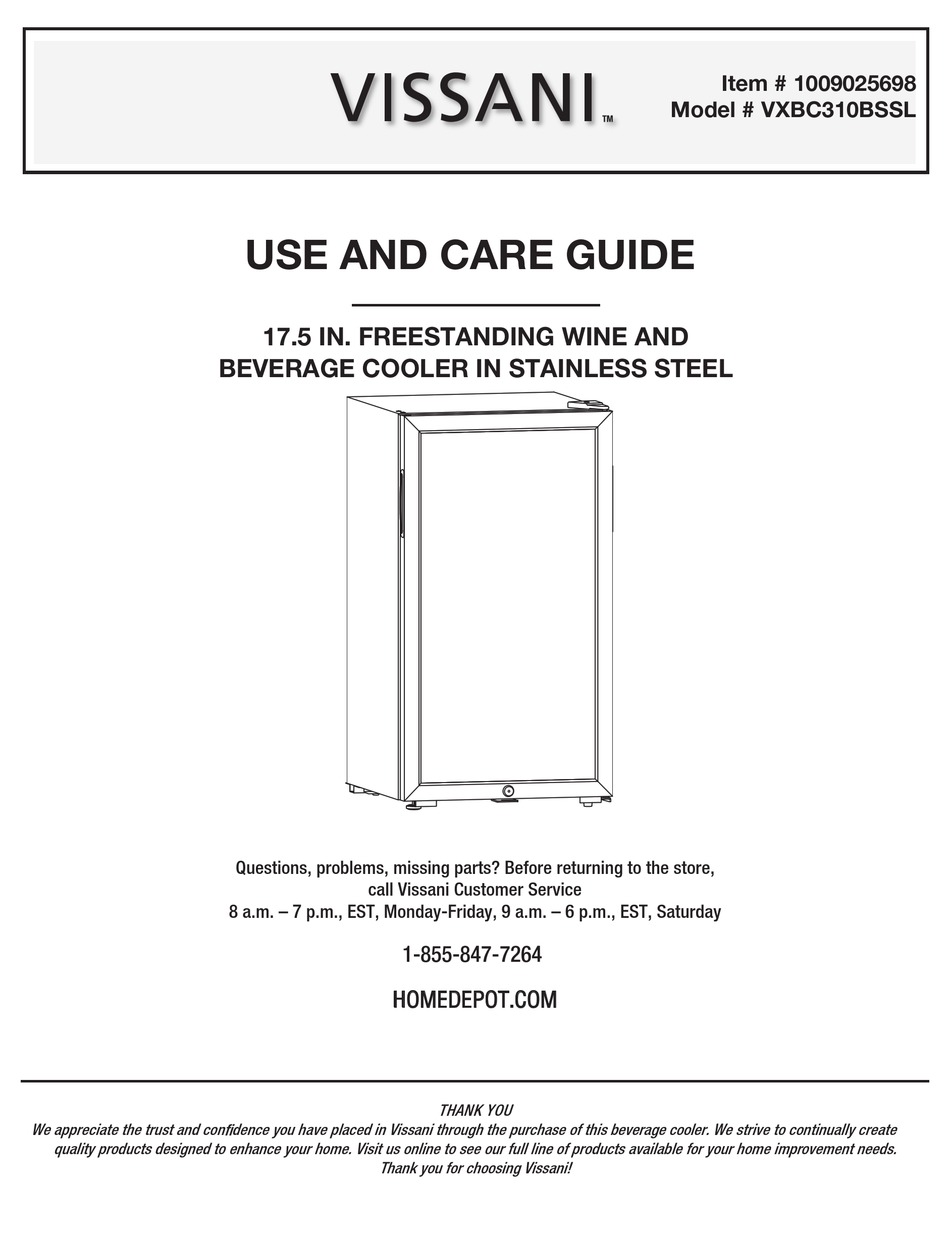 VISSANI VXBC310BSSL USE AND CARE MANUAL Pdf Download ManualsLib