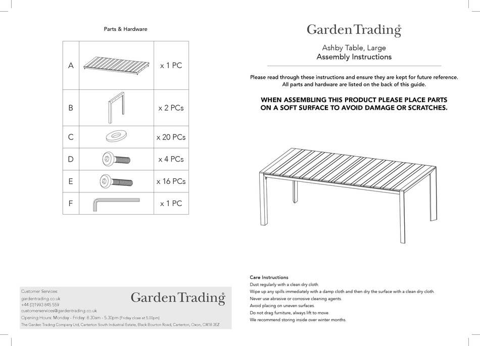 GARDEN TRADING ASHBY ASSEMBLY INSTRUCTIONS Pdf Download ManualsLib