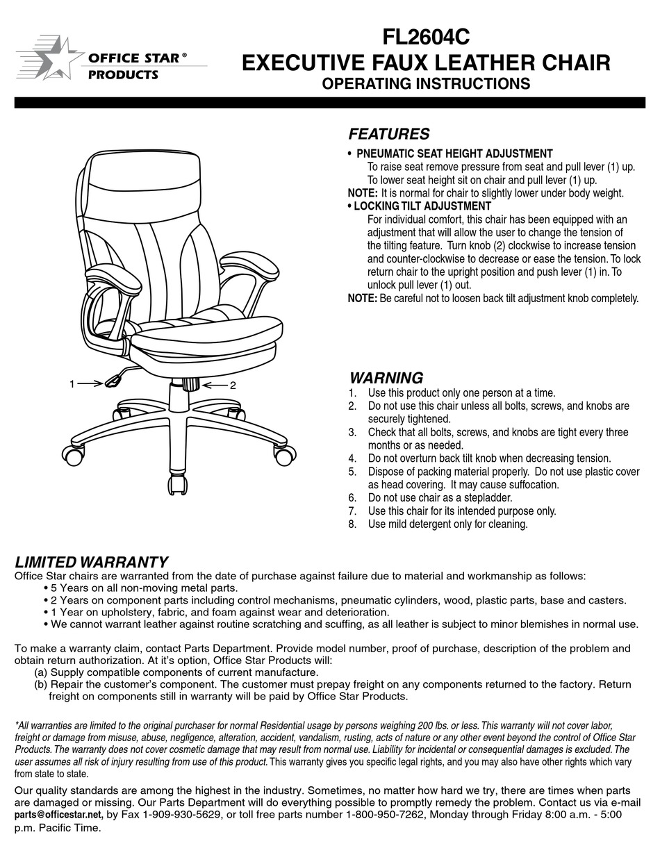 OFFICE STAR PRODUCTS FL2604C OPERATING INSTRUCTIONS Pdf Download