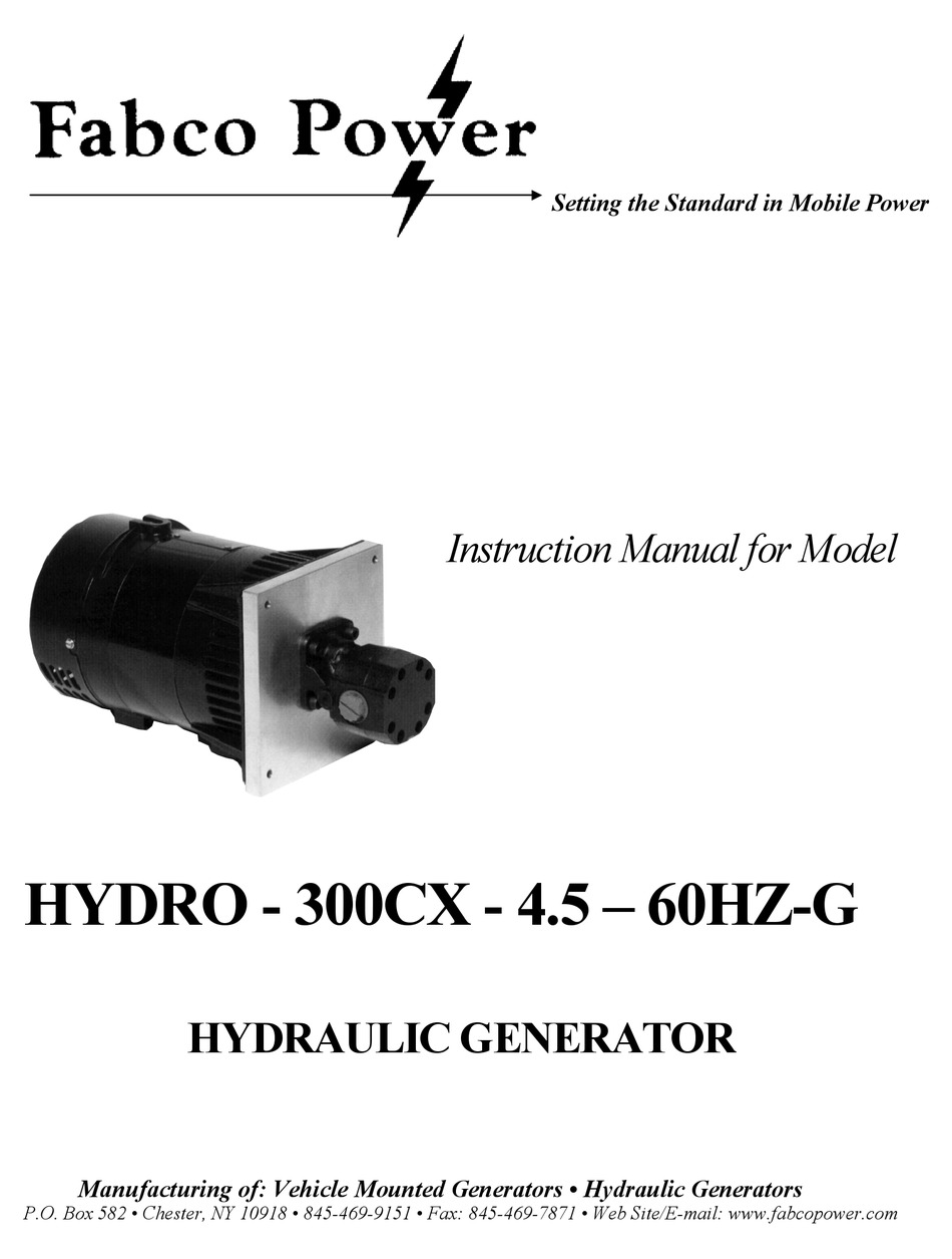 FABCO POWER HYDRO 300CX4.560HZG INSTRUCTION MANUAL Pdf Download