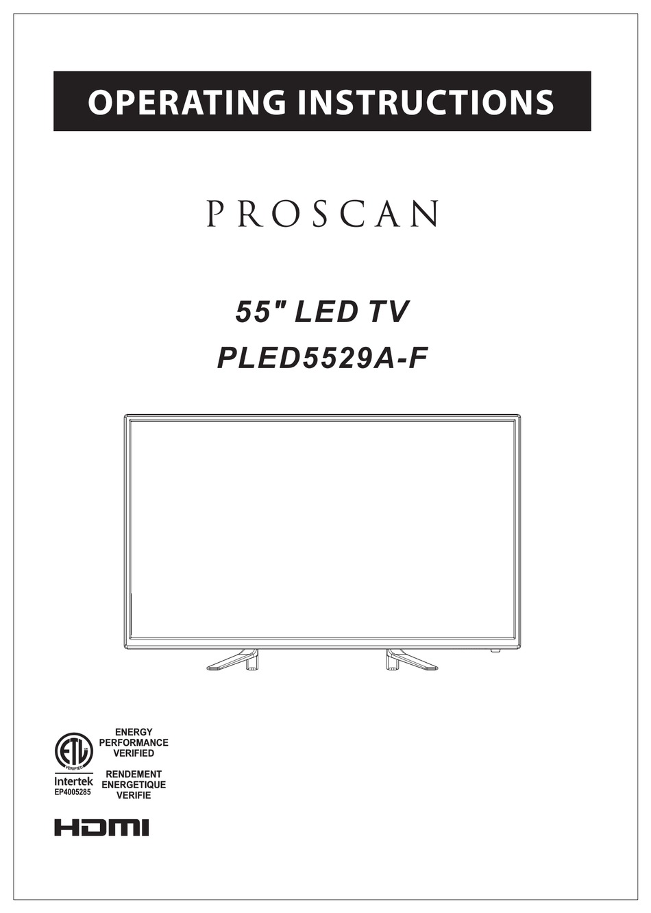 PROSCAN PLED5529A-F OPERATING INSTRUCTIONS MANUAL Pdf Download | ManualsLib