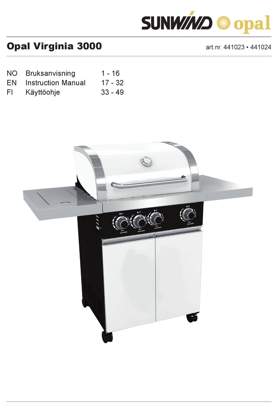 SUNWIND OPAL VIRGINIA 3000 INSTRUCTION MANUAL Pdf Download ManualsLib