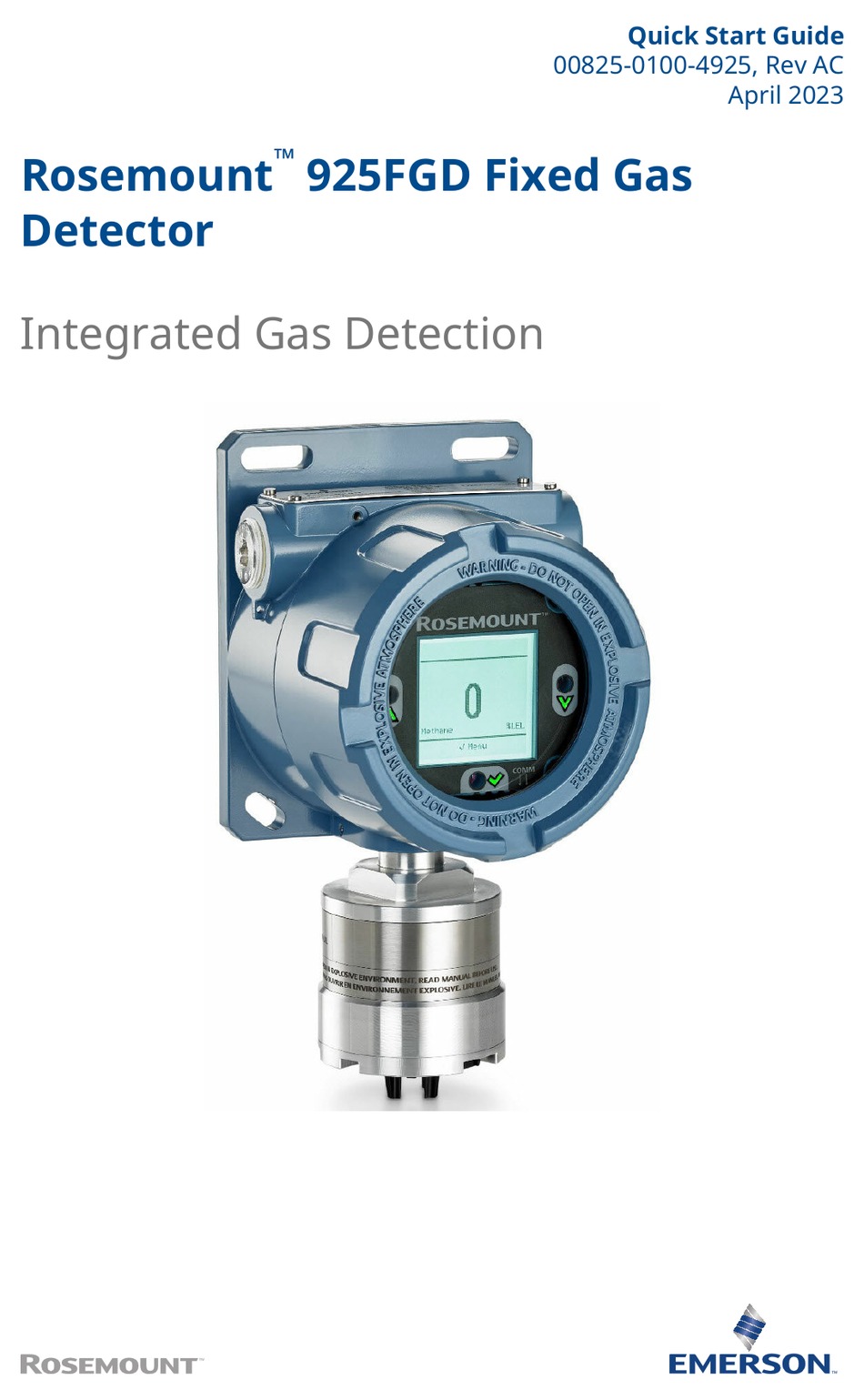 EMERSON ROSEMOUNT 925FGD QUICK START MANUAL Pdf Download ManualsLib
