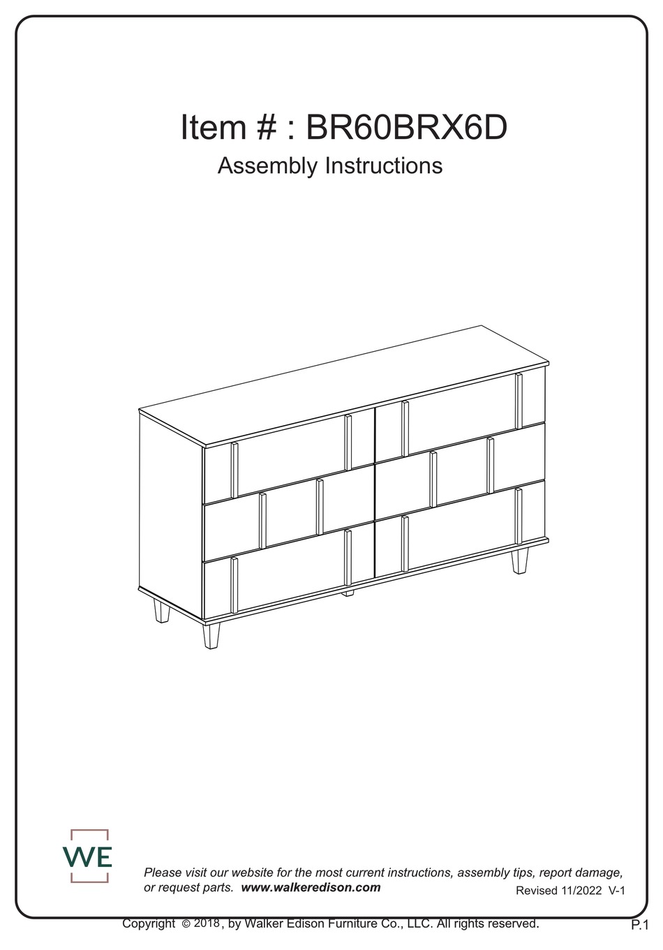 WALKER EDISON BR60BRX6D ASSEMBLY INSTRUCTIONS MANUAL Pdf Download