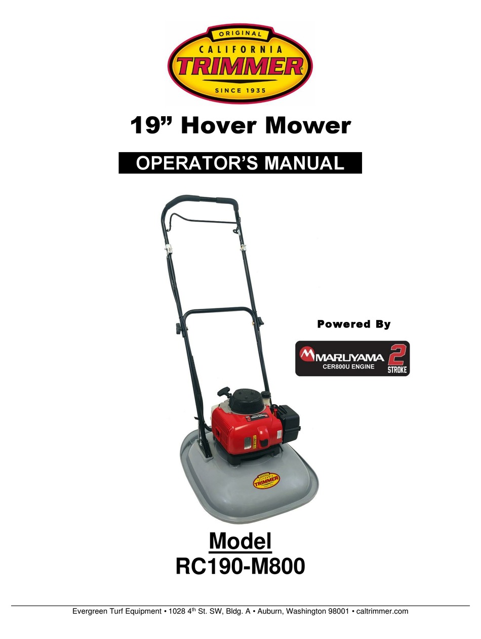 CALIFORNIA TRIMMER RC190M800 OPERATOR'S MANUAL Pdf Download ManualsLib