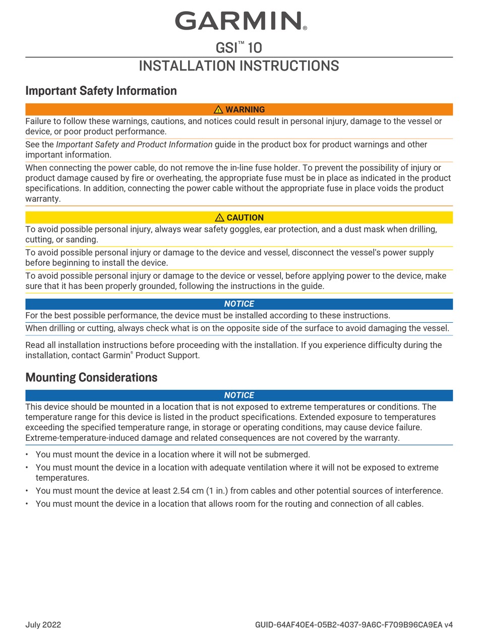 GARMIN GSI 10 INSTALLATION INSTRUCTIONS MANUAL Pdf Download ManualsLib