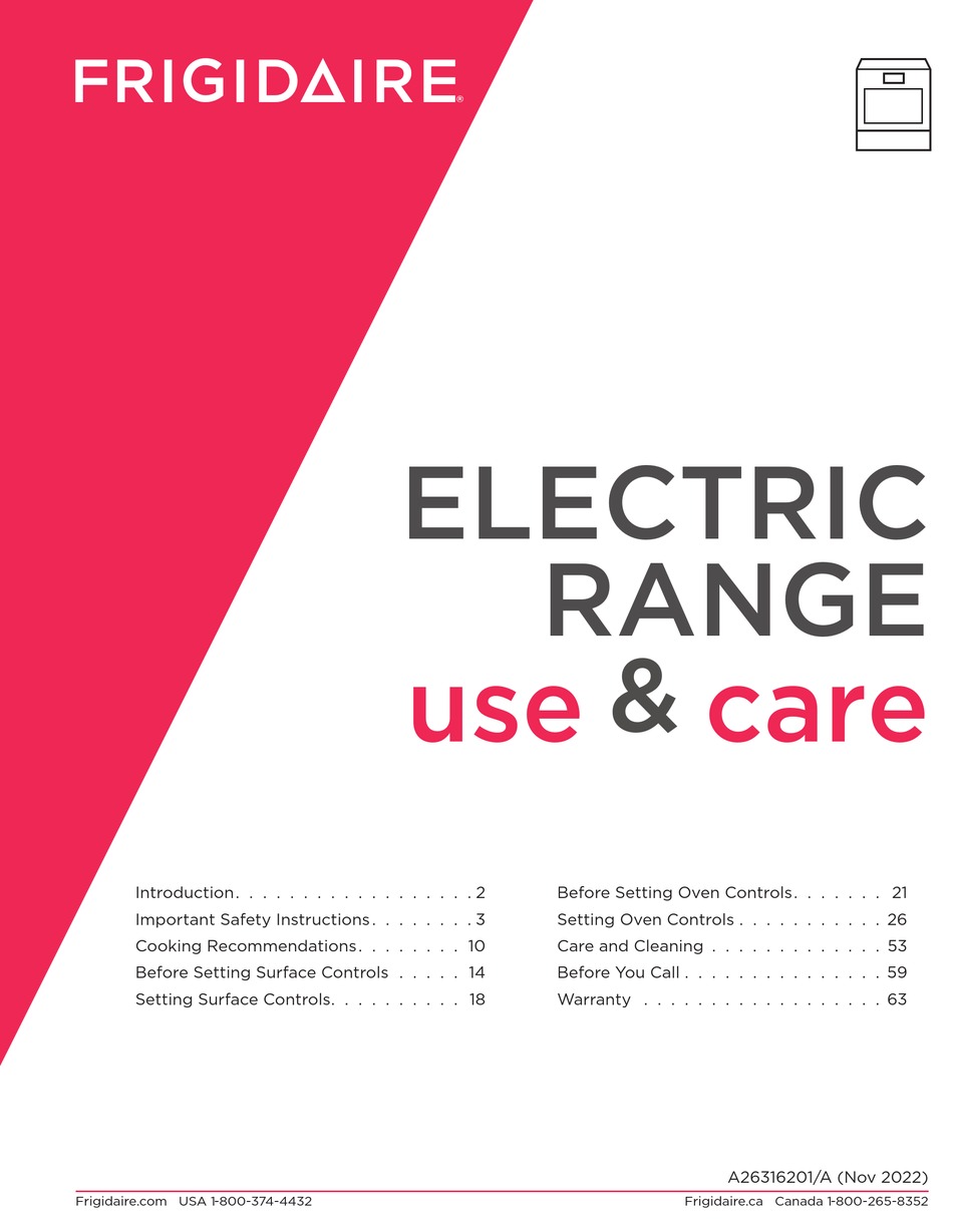FRIGIDAIRE GCFE3060BF USE & CARE MANUAL Pdf Download ManualsLib
