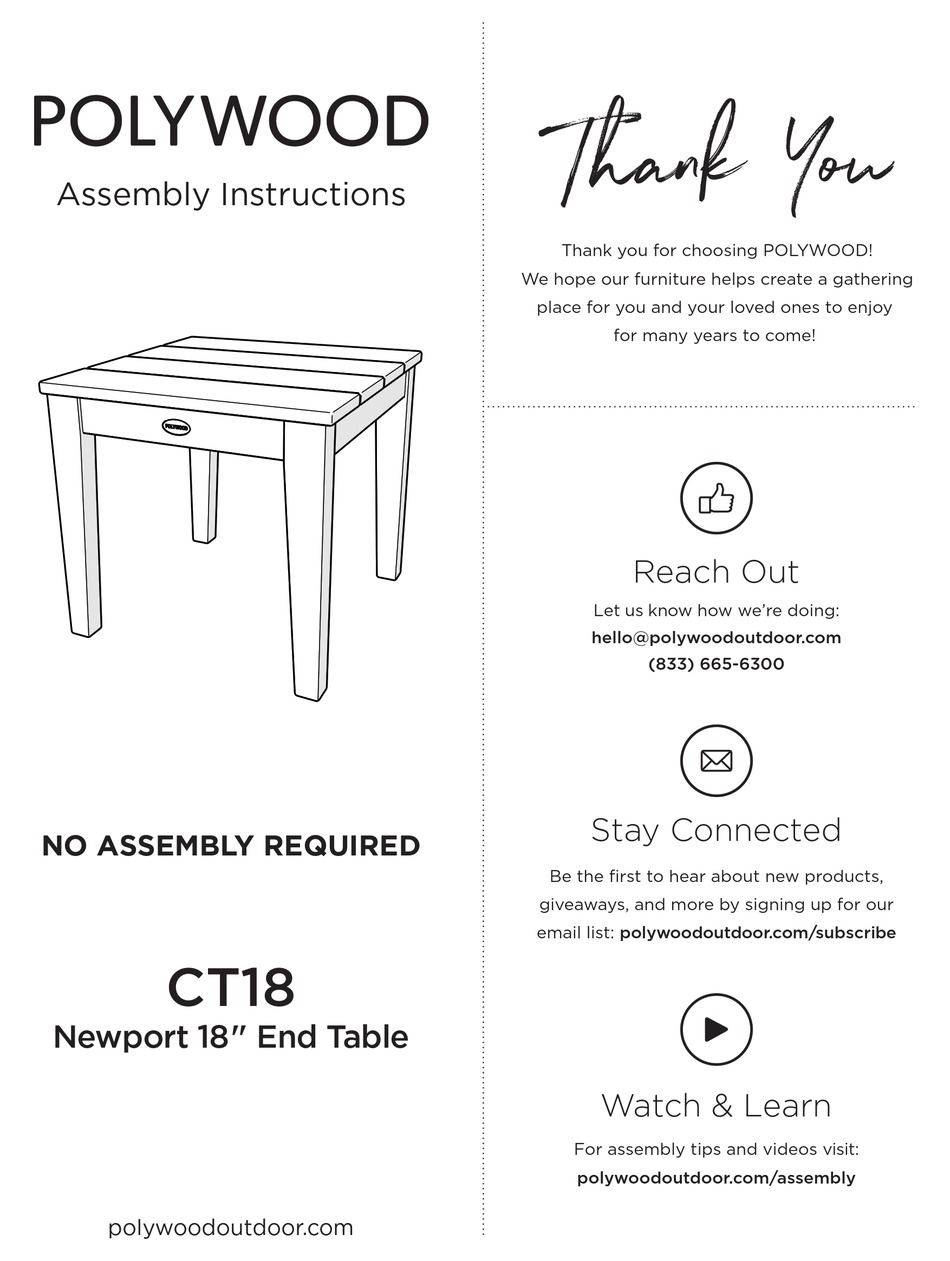 POLYWOOD MODERN PWS15141 ASSEMBLY INSTRUCTIONS Pdf Download ManualsLib