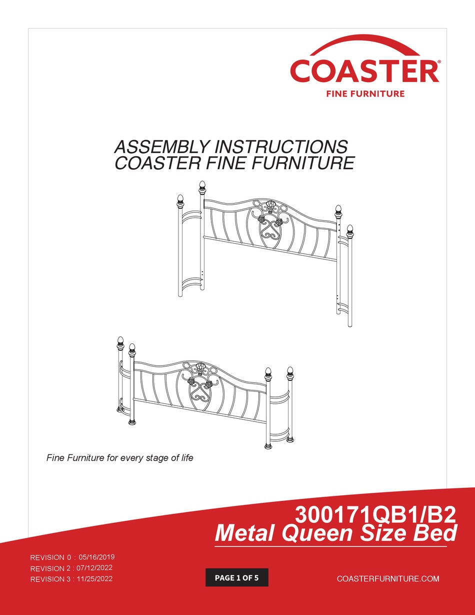 COASTER 300171QB1 ASSEMBLY INSTRUCTIONS Pdf Download ManualsLib