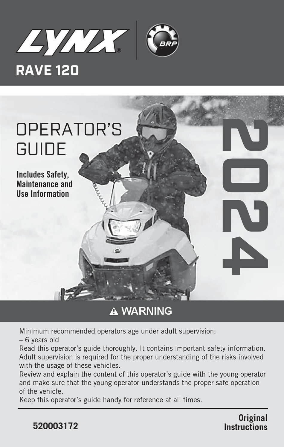 BRP LYNX RAVE 120 2024 OPERATOR'S MANUAL Pdf Download ManualsLib