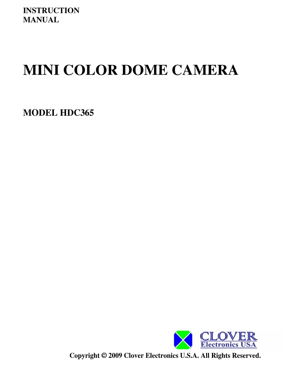 CLOVER HDC365 INSTRUCTION MANUAL Pdf Download ManualsLib