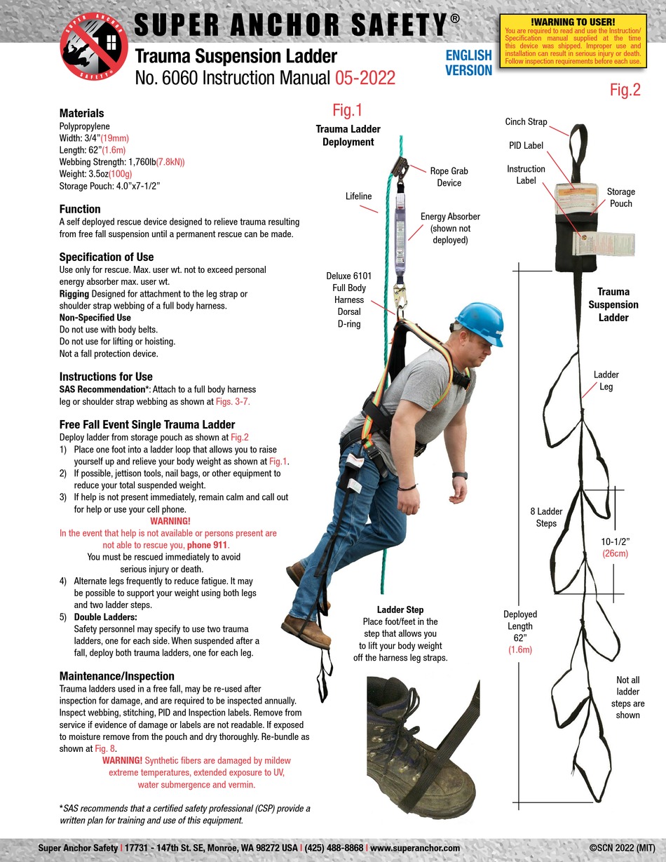 SUPER ANCHOR SAFETY 6060 INSTRUCTION MANUAL Pdf Download | ManualsLib