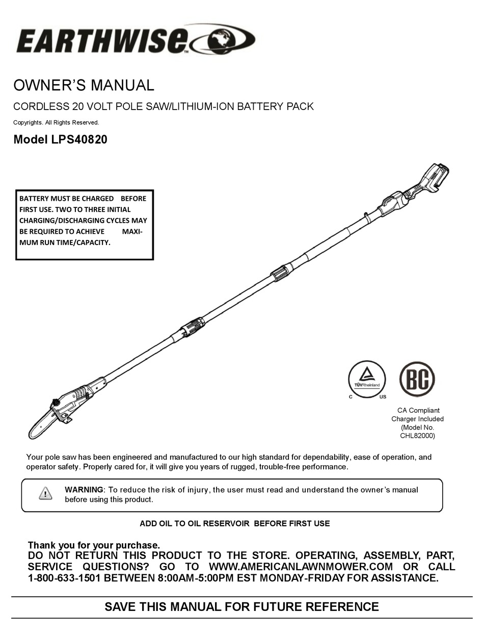 EARTHWISE LPS40820 OWNER'S MANUAL Pdf Download ManualsLib