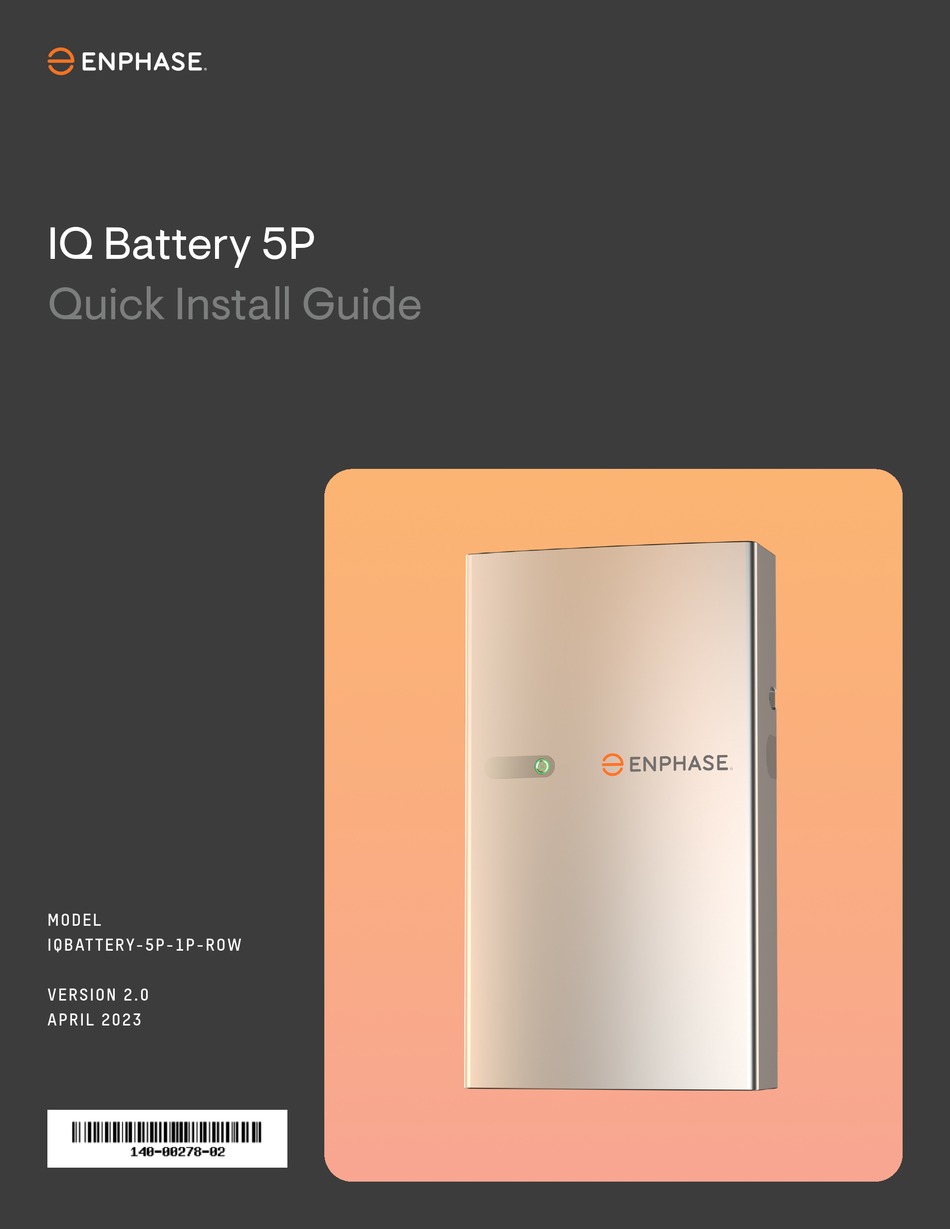 ENPHASE IQ BATTERY 5P QUICK INSTALL MANUAL Pdf Download | ManualsLib