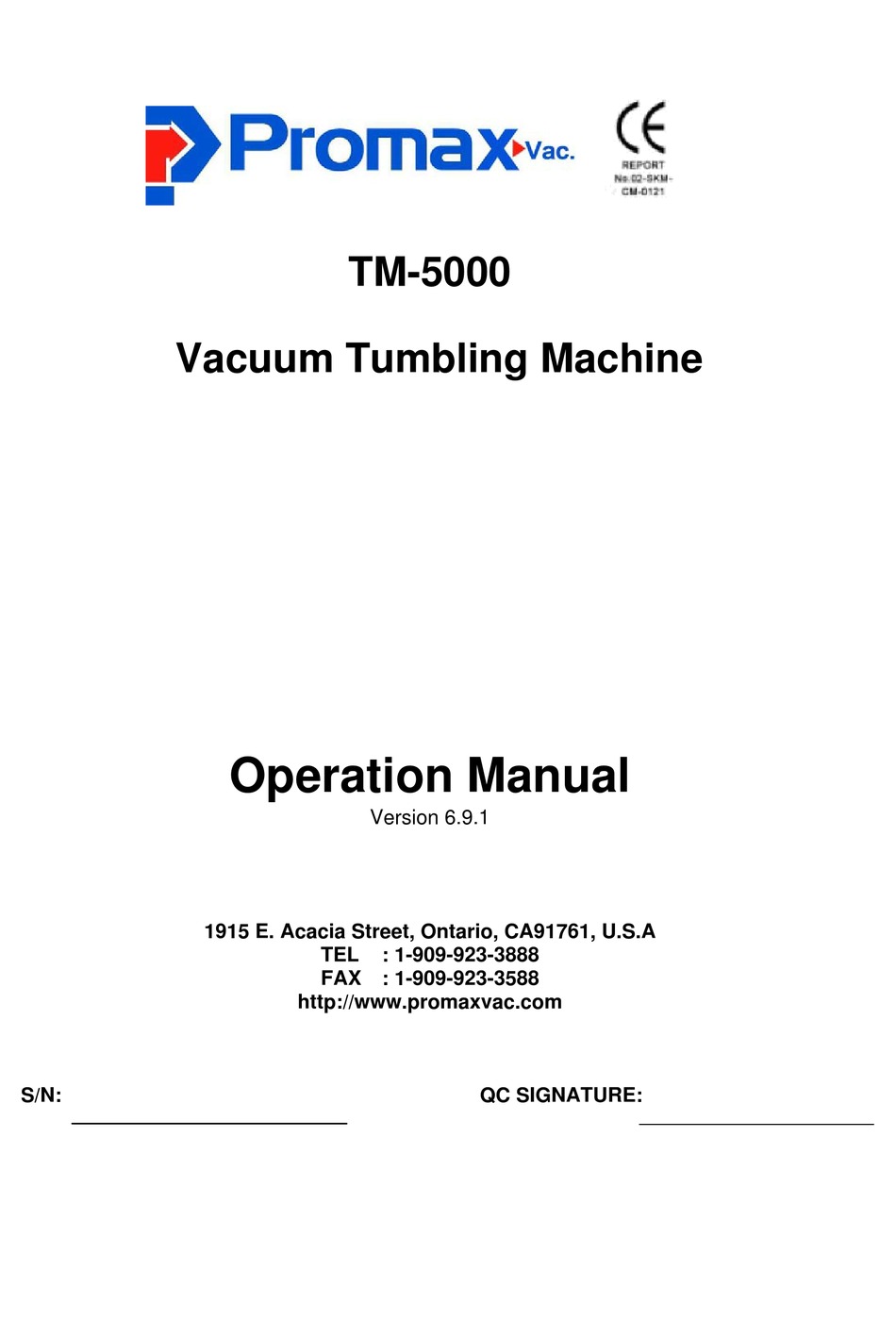 PROMAX TM5000 OPERATION MANUAL Pdf Download ManualsLib