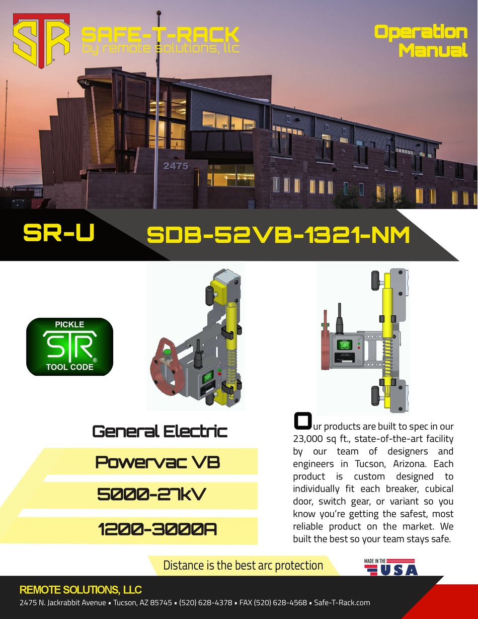 REMOTE SOLUTION SAFETRACK SDB52VB1321NM OPERATION MANUAL Pdf