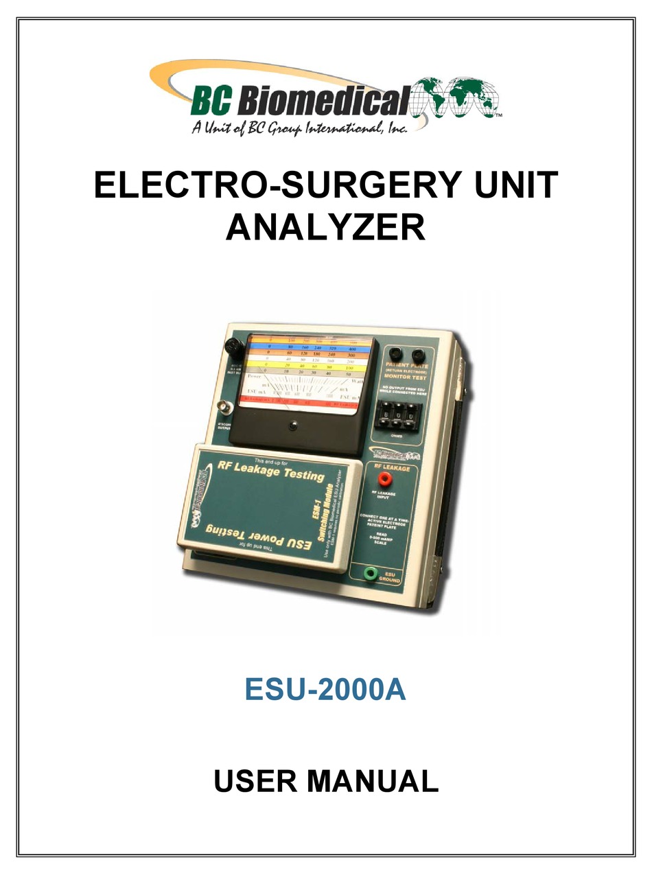BC BIOMEDICAL ESU2000A USER MANUAL Pdf Download ManualsLib