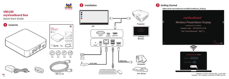 VIEWSONIC MYVIEWBOARD BOX VBS100 QUICK START MANUAL Pdf Download ...