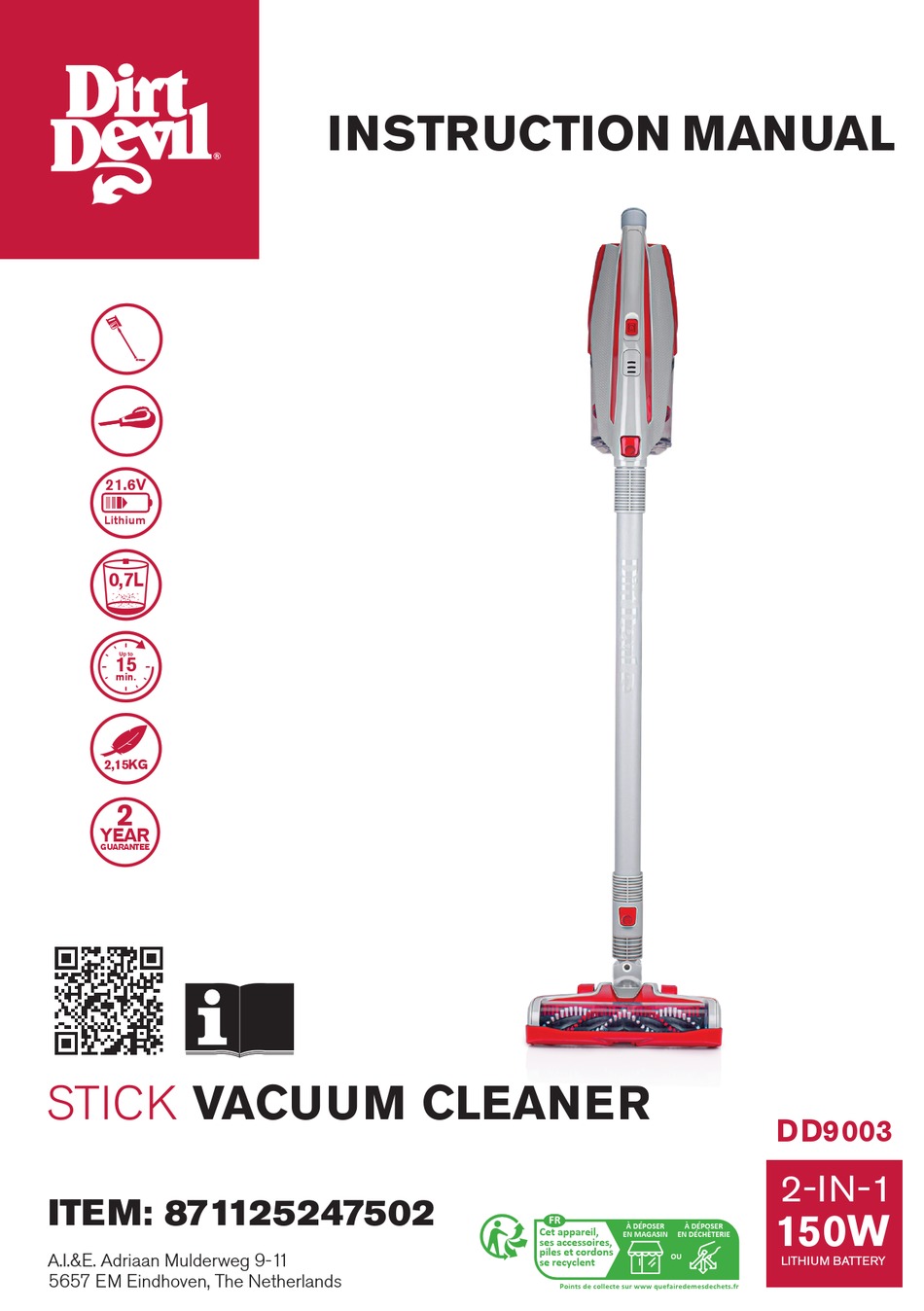 DIRT DEVIL DD9003 INSTRUCTION MANUAL Pdf Download ManualsLib
