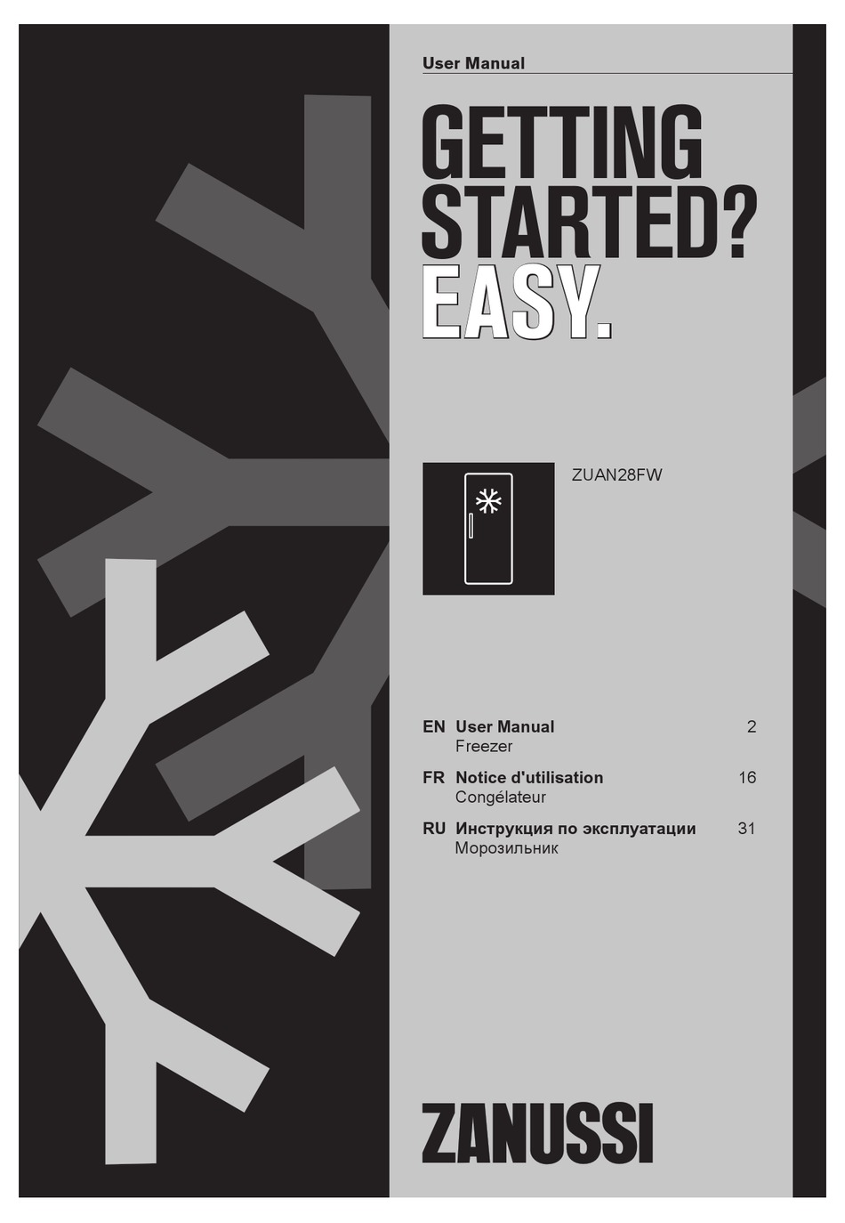 ZANUSSI ZUAN28FW USER MANUAL Pdf Download ManualsLib