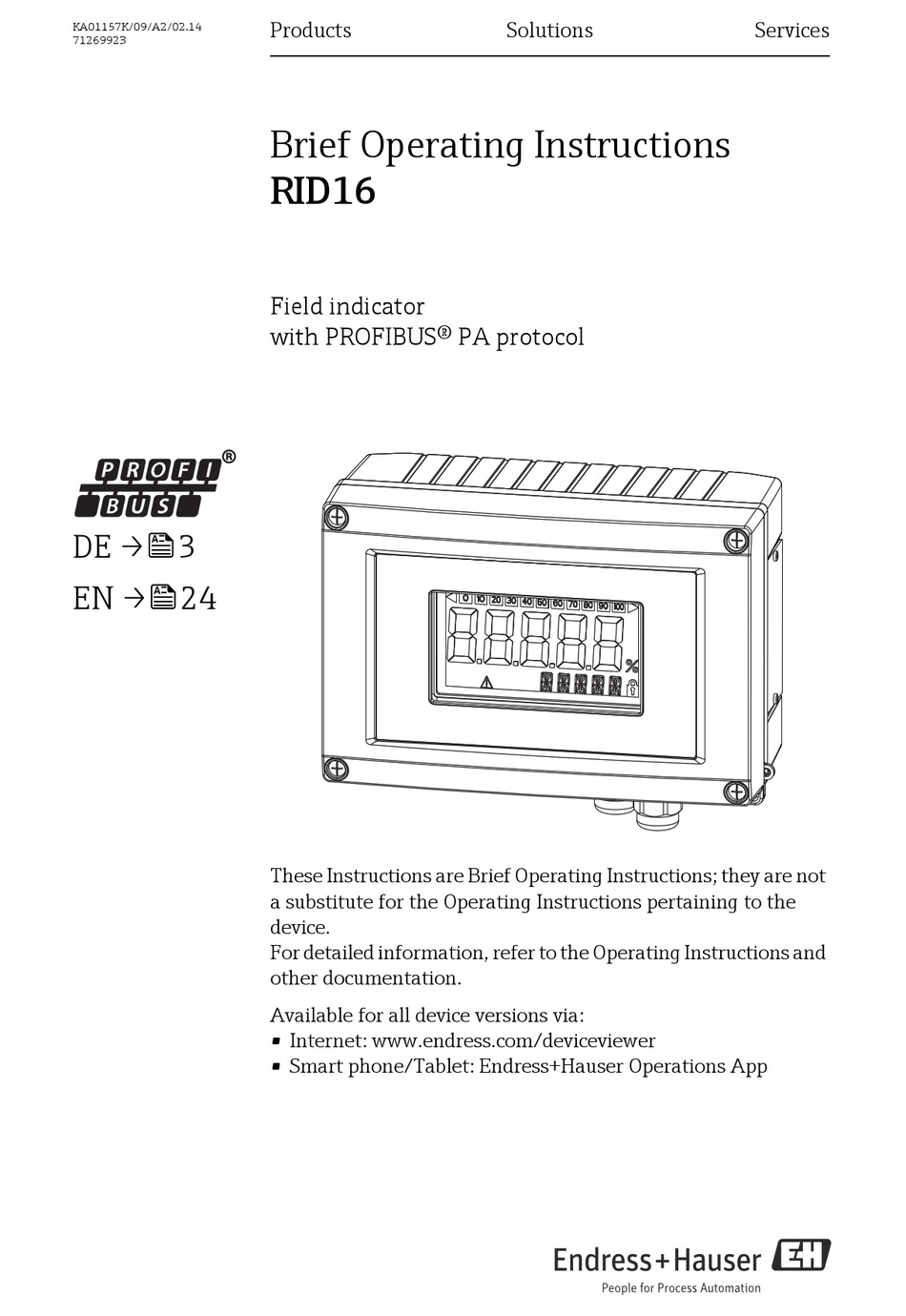 ENDRESS+HAUSER RID16 BRIEF OPERATING INSTRUCTIONS Pdf Download | ManualsLib