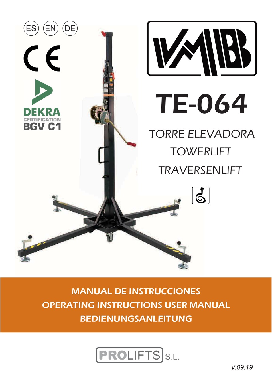 Pro Lifts Vmb Te Operating Instructions User Manual Pdf Download