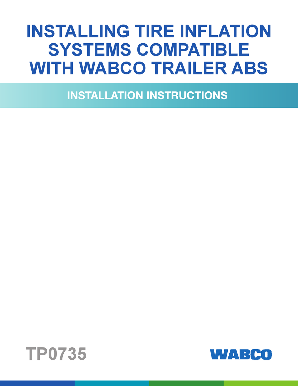 WABCO TP0735 INSTALLATION INSTRUCTIONS MANUAL Pdf Download ManualsLib