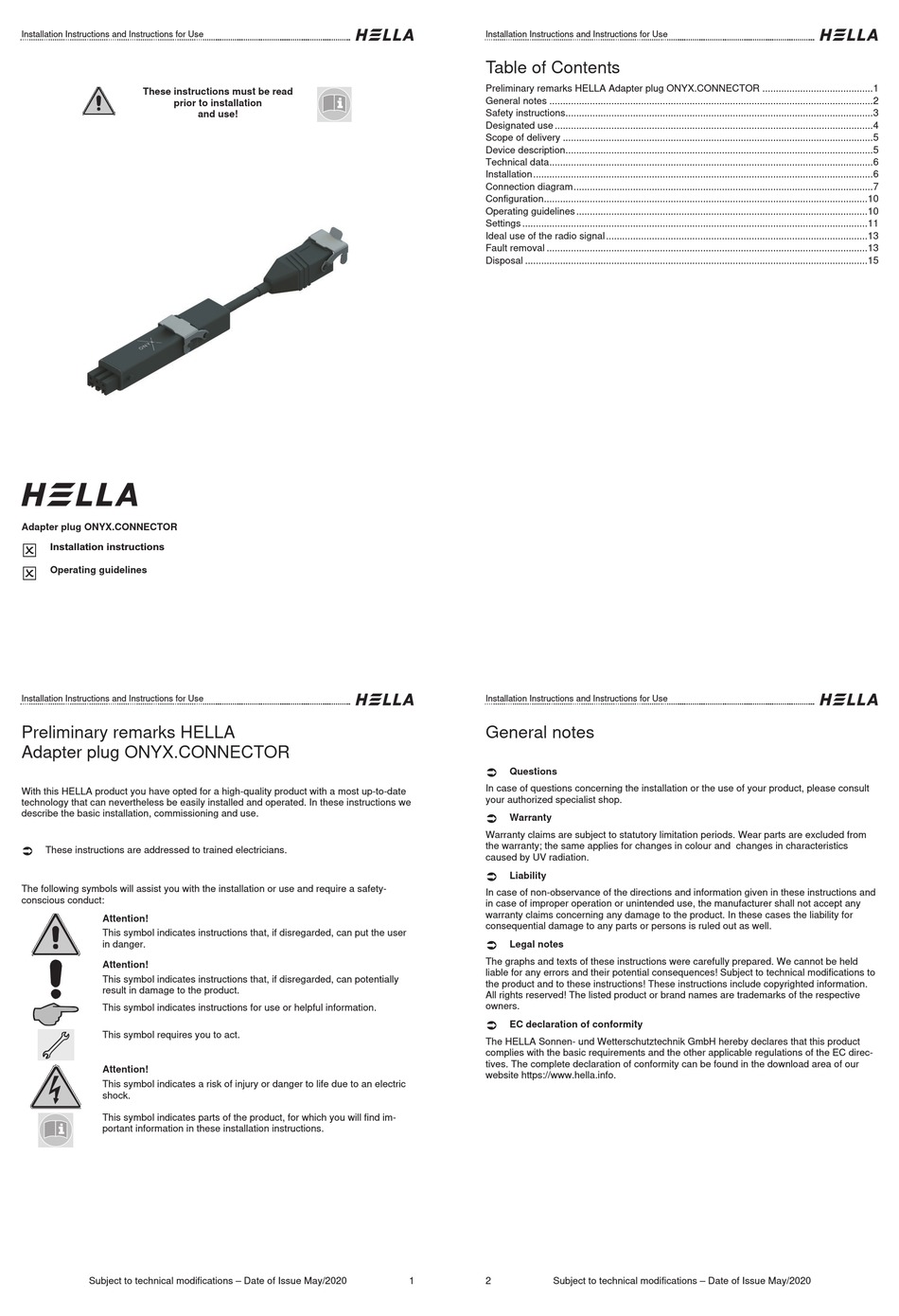 HELLA ONYX.CONNECTOR INSTALLATION INSTRUCTIONS Pdf Download ManualsLib
