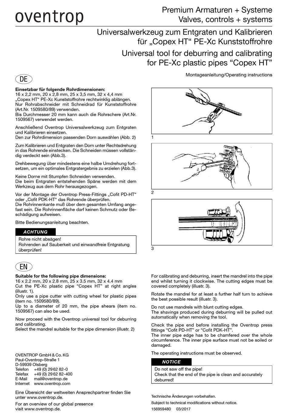 OVENTROP COPEX HT OPERATING INSTRUCTIONS Pdf Download | ManualsLib