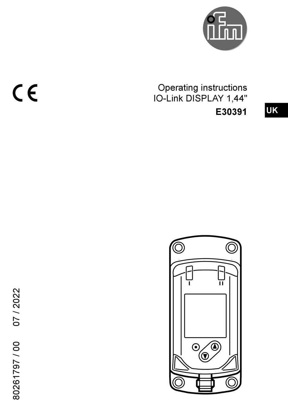 IFM IOLINK DISPLAY 1,44 OPERATING INSTRUCTIONS MANUAL Pdf Download