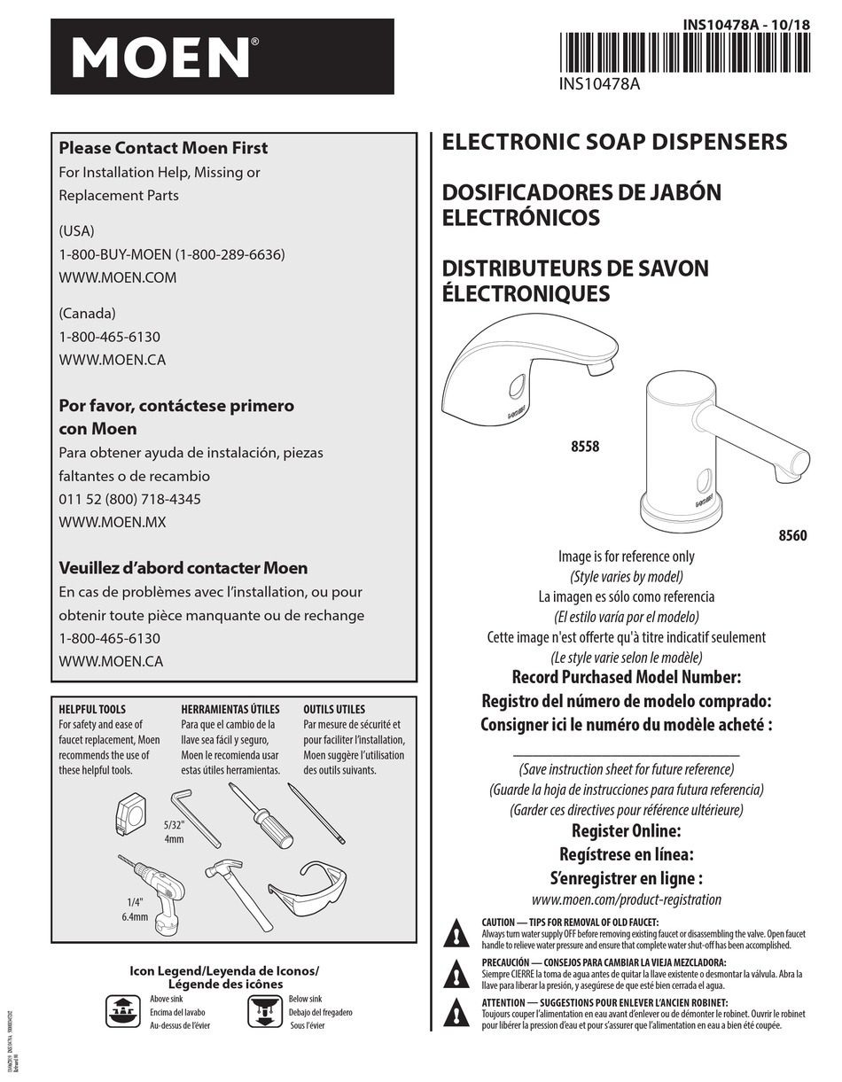 MOEN 8560 MANUAL Pdf Download ManualsLib