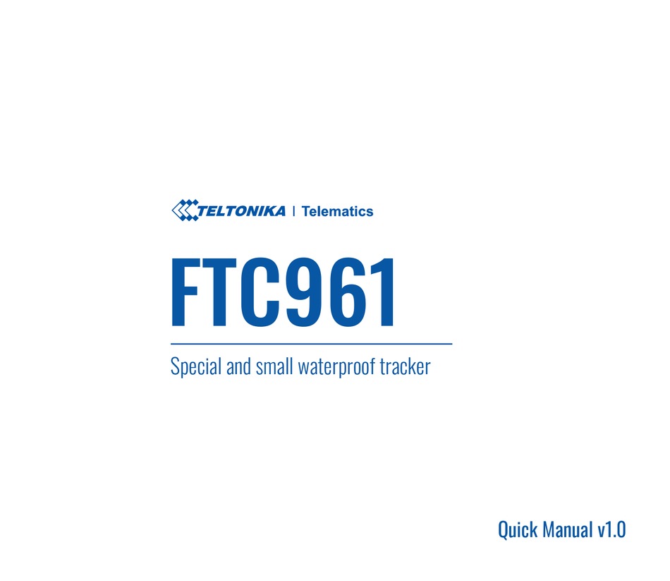 TELTONIKA FTC961 QUICK MANUAL Pdf Download ManualsLib