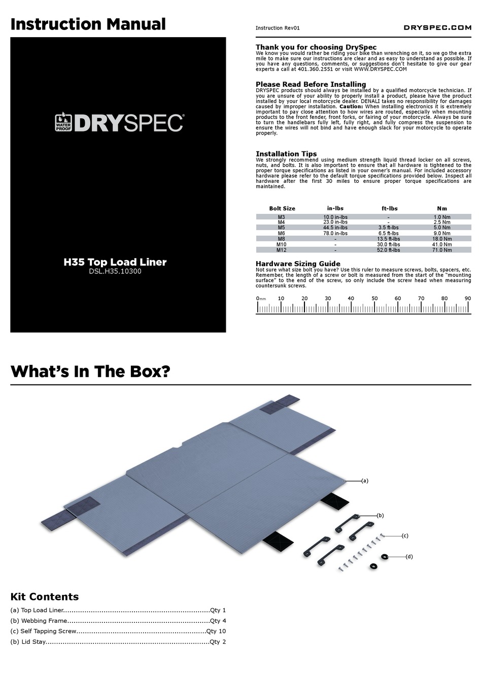 Dryspec H Top Load Liner Instruction Manual Pdf Download Manualslib