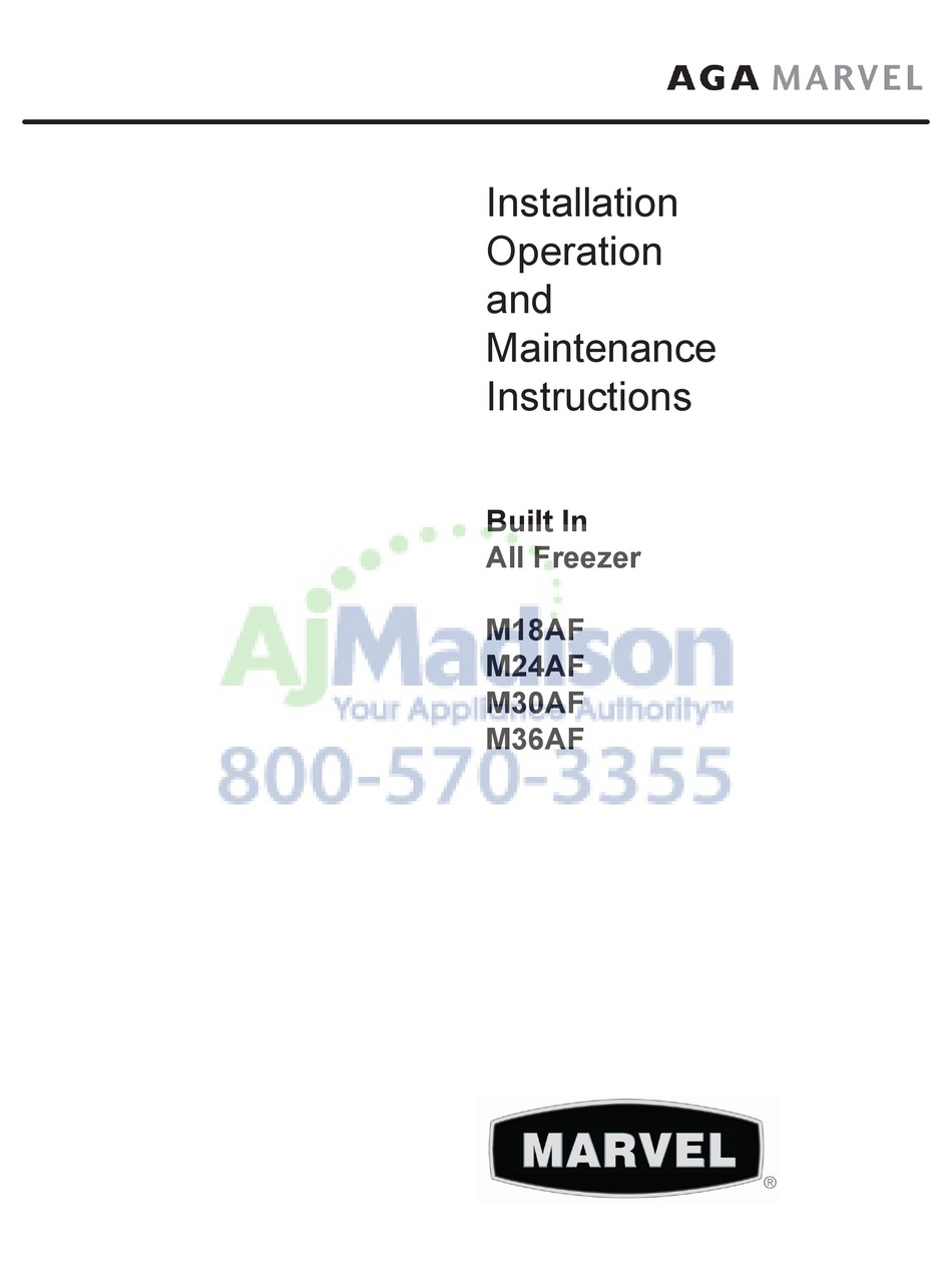 MARVEL AGA M18AF AGA M24AF INSTALLATION, OPERATION AND MAINTENANCE