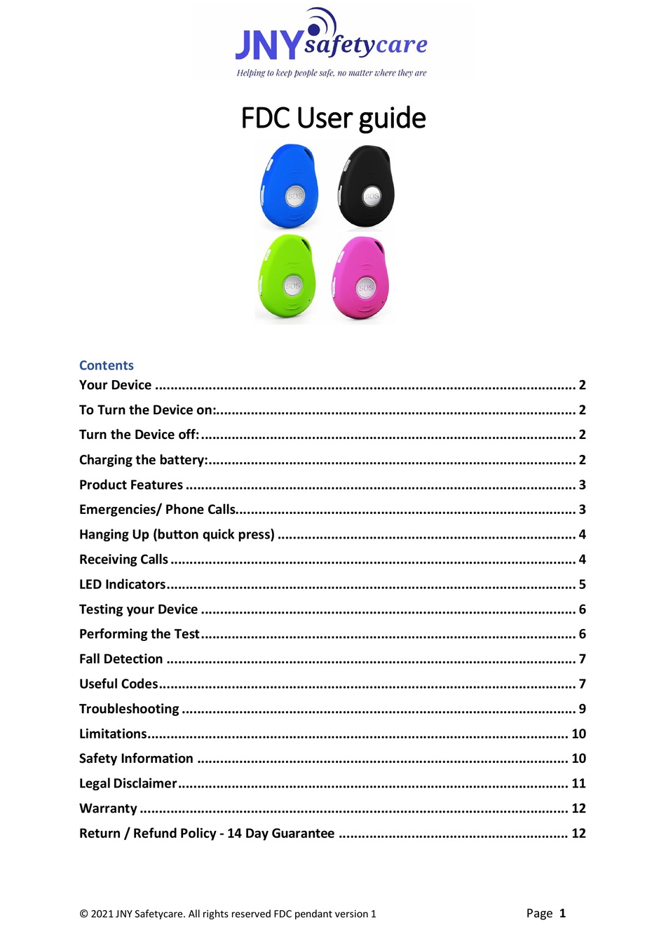 JNY SAFETYCARE FDC USER MANUAL Pdf Download ManualsLib