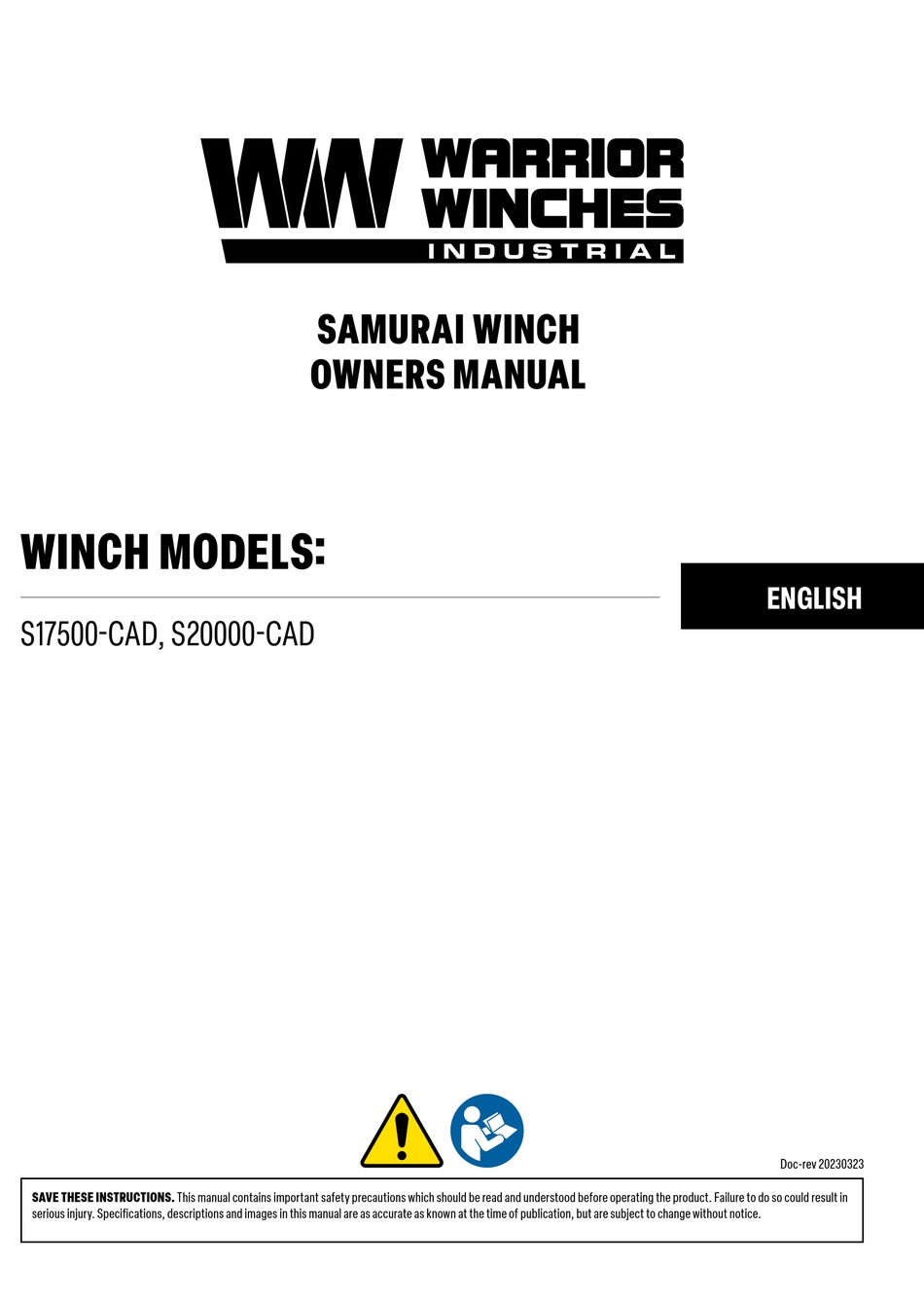 WARRIOR WINCHES SAMURAI S17500CAD OWNER'S MANUAL Pdf Download ManualsLib