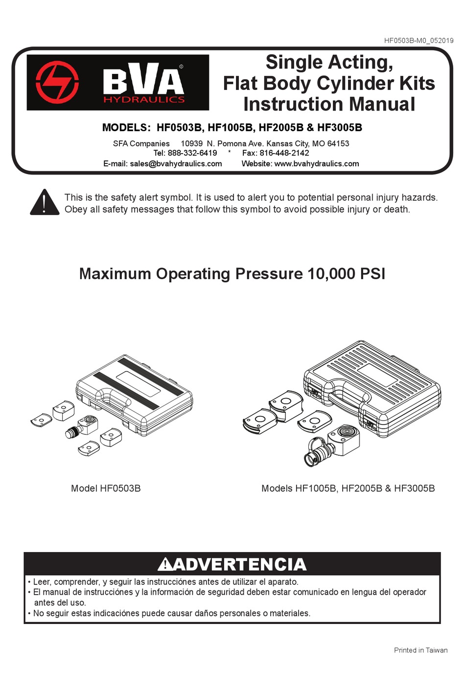 BVA HYDRAULICS HF0503B INSTRUCTION MANUAL Pdf Download ManualsLib